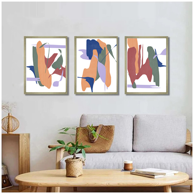 3 bright modern abstract posters digital art
