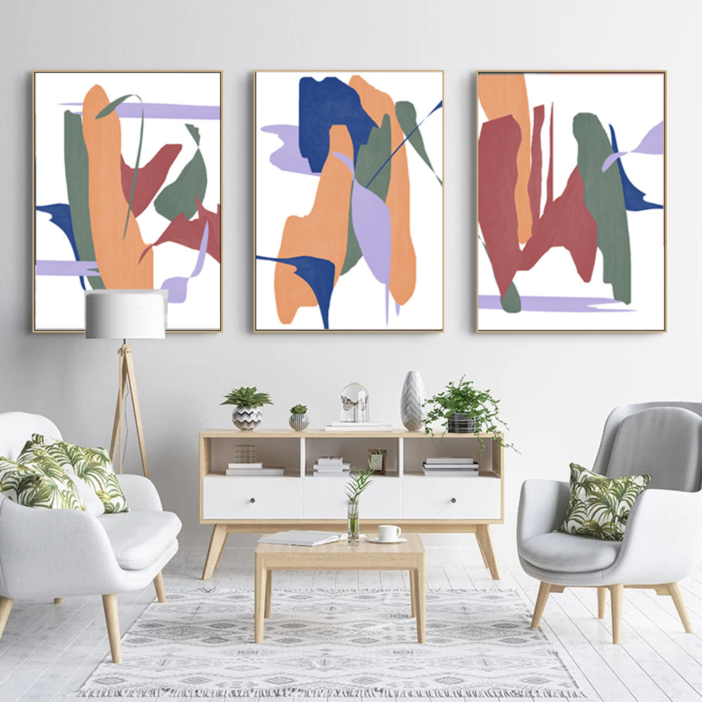 3 bright modern abstract posters