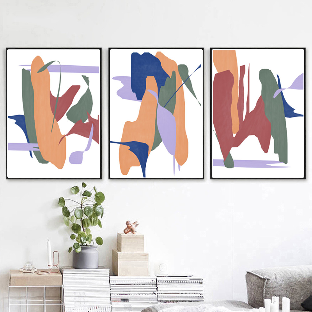 3 bright modern abstract posters digital art