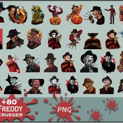 80 Freddy Krueger Png,Halloween Horror Movies Characters Bundle PNG Printable, Png Files For Sublimation Designs Digital