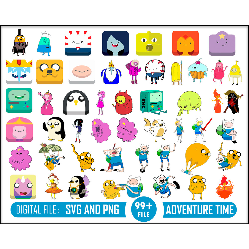 99 Adventure time svg bundle Princess bubblegum svg Jake svg Finn svg Digital file instant download cricut file Vector,clipart.jpg