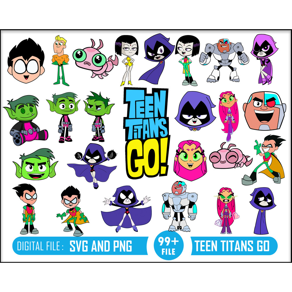 99 Teen Titans Go SVG , Teen Titans svg , justice league svg , Printable, Cut Files , Clipart, Vector, Silhouette , layered digital vector file.jpg
