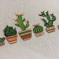 Tiny Cactuses Cross Stitch Pattern PDF