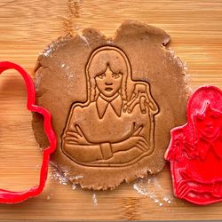 Wednesday Addams cookie cutters Custom stamp for cake topper gingerbread decor sugar cookies polimer clay silicone mold