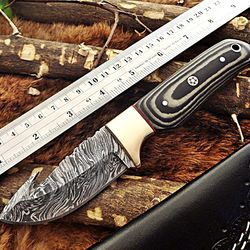 Handmade Damascus Steel Skinner Knife With Micarta Handle.