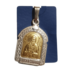 Saint Vitalis of Gaza icon pendant plated with silver free shipping from Orthodox store