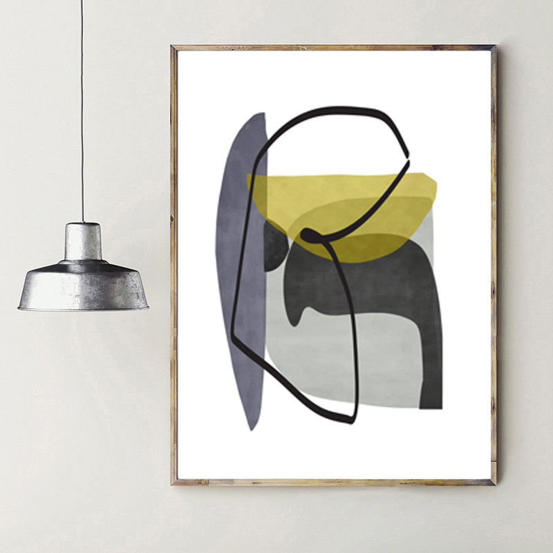 3 abstract prints in gray and yellow tones are available for download