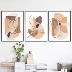 Abstract Modern Art Download Prints 3 Piece Prints Abstract Poster Set Of 3 Large Print Triptych Beige Brown Wall Art