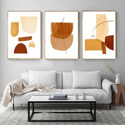 Geometric Prints Abstract Large Art Living Room Wall Art Set Of 3 Posters Yellow Art Instant Download Modern Pictures