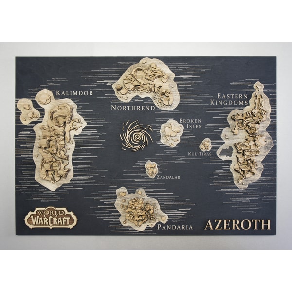 Azarath Map World of Warcraft map of Azeroth, Wooden topographic wall de | Inspire ...