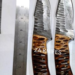 beautiful hand made damascus skinner knife 8.5 inch 5 pieces set