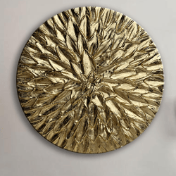 Round Gold Painting Abstract Gold Wall Art Original Painting on Canvas Golden Texture Minimalist Acrylic Painting Modern