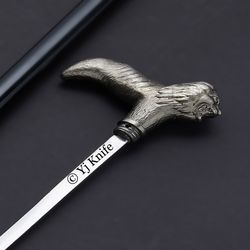 Custom Hand Forged, High Carbon Steel Sword Stick, Lion Head Functional Walking Canes, Cane Swords, With Sheath
