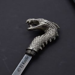 Custom Hand Forged, High Carbon Steel Sword Stick, Dragon Head Functional Walking Canes, Cane Swords, With Sheath