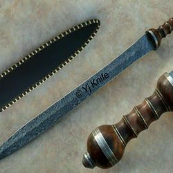 Custom Hand Forged, Damascus Steel Functional Sword 30 inches, Roman Gladius Sword, Swords Battle Ready, With Sheath