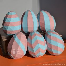 Easter Eggs (6 designs | flat bottom) - 3D Papercraft template Digital pattern for printing and cutting (pdf, svg, dxf*)