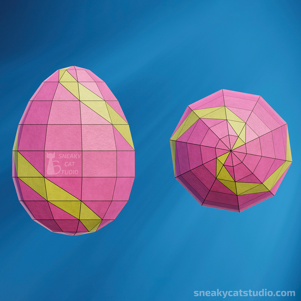 easter-eggs-decor-fake-food-paper-DIY-papercraft-low-poly-3D-Pepakura-PDF-Pattern-Download-paper-craft-Template-origami sculpture-model-wall-2.jpg