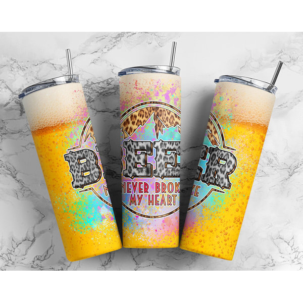 Leopard Beer 20 oz Skinny Tumbler Wrap Sublimation Straight/ - Inspire ...
