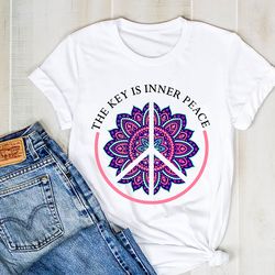 The Key Is Inner Peace Mandala Shirt, Yoga Silhouette Shirt, Yoga Tee, Namaste Yoga Shirt
