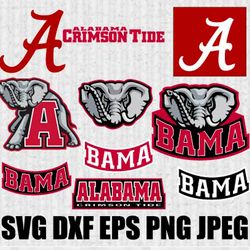 alabama crimson tide svg png jpeg  dxf digital cut vector files for silhouette studio cricut design