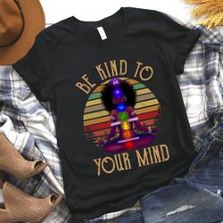 Be Kind To Your Mind Black Women's Yoga Shirt, Yoga Silhouette Shirt, Yoga Tee, Namaste Yoga Shirt