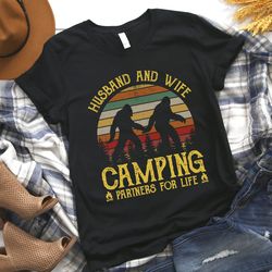 Husband And Wife Camping Shirt, Camping Silhouette Shirt, Camping Tee, Camping Shirt
