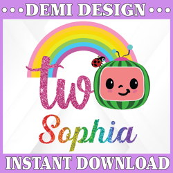 personalized cocomelon birthday girl 2 png, second birthday cocomelon png, watermelon, cocomelon family png, cocomelon