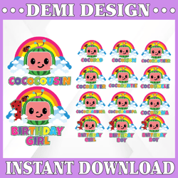 cocomelon birthday rainbow family png, cocomelon birthday boy/girl number png, cocomelon brithday png, cocomelon family
