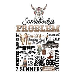 retro wallen western somebody's problem png sublimation