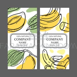 mango banana labels design sketch vector illustration set