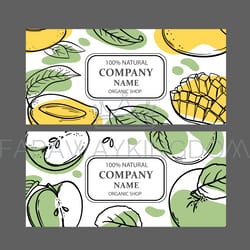 mango green apple labels design sketch vector illustration set