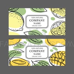 mango lemon labels design sketch vector illustration set