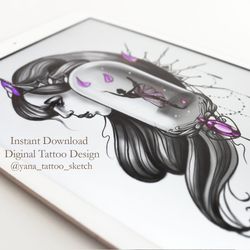 Ballerina Tattoo Design Ballerina Tattoo Sketch Ballet Tattoo Design Fairytale Tattoo Art, Instant download PDF and JPG