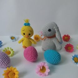 Crochet Easter Decoration: chicken,bunny, egg
