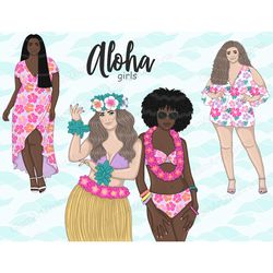 Aloha Girls | Summer Clipart PNG Bundle