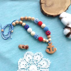 Breastfeeding nursing necklace wood for baby and mom preppy nautical - wooden sensory necklace boho for expecting mom