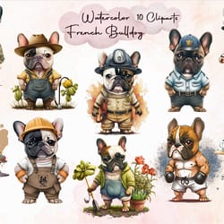 10 files for watercolor png french bulldog sublimation design bundle