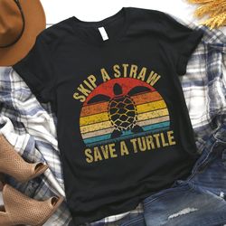 Skip A Traw Save A Turtle Vintage Shirt, Turtle Silhouette Shirt, Turtle Tee, Turtle Shirt