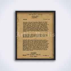Eisenhower briefing vintage Top Secret UFO document poster conspiracy printable art print Digital Download