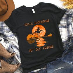 hello darkness my old friend witch halloween shirt, halloween silhouette shirt, halloween tee, witch halloween shirt