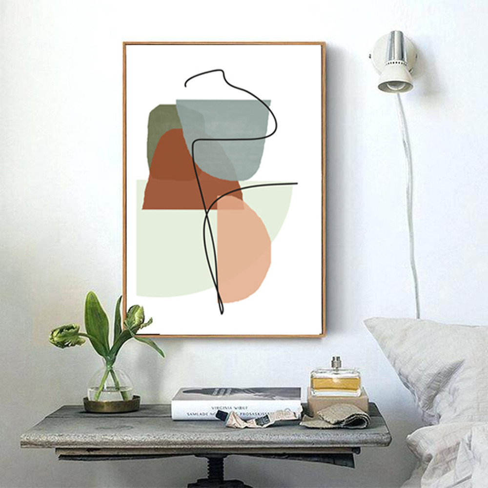 Three abstract modern posters in green-red tones