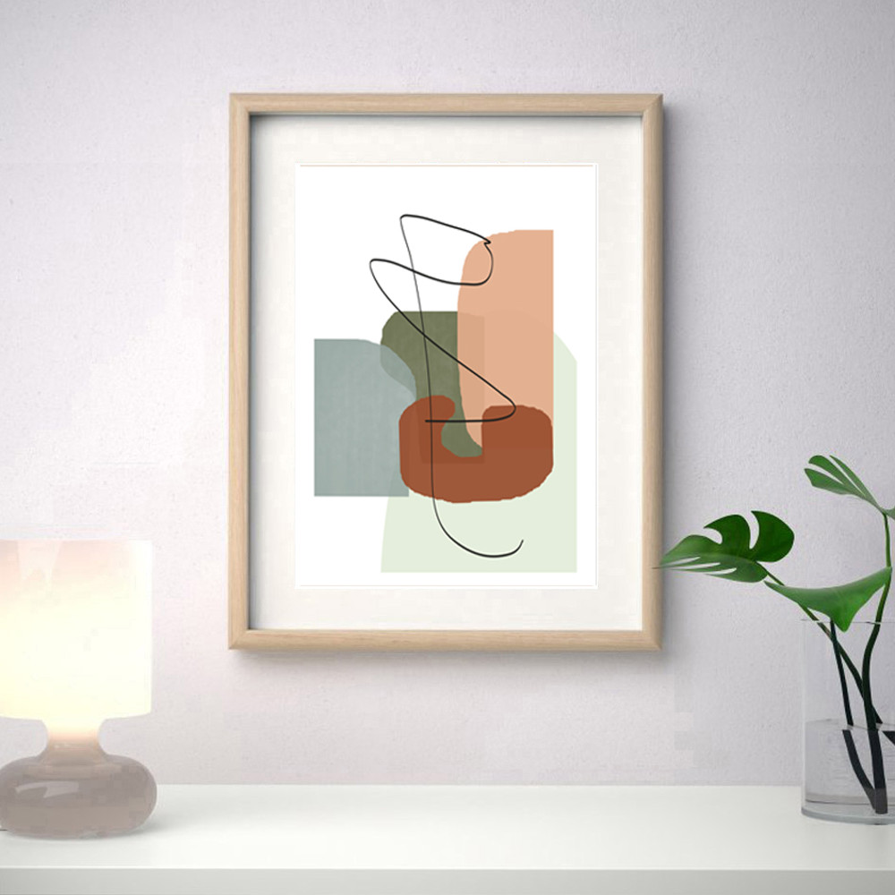 Three abstract modern posters in green-red tones