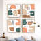 4 abstract posters in green and beige tones