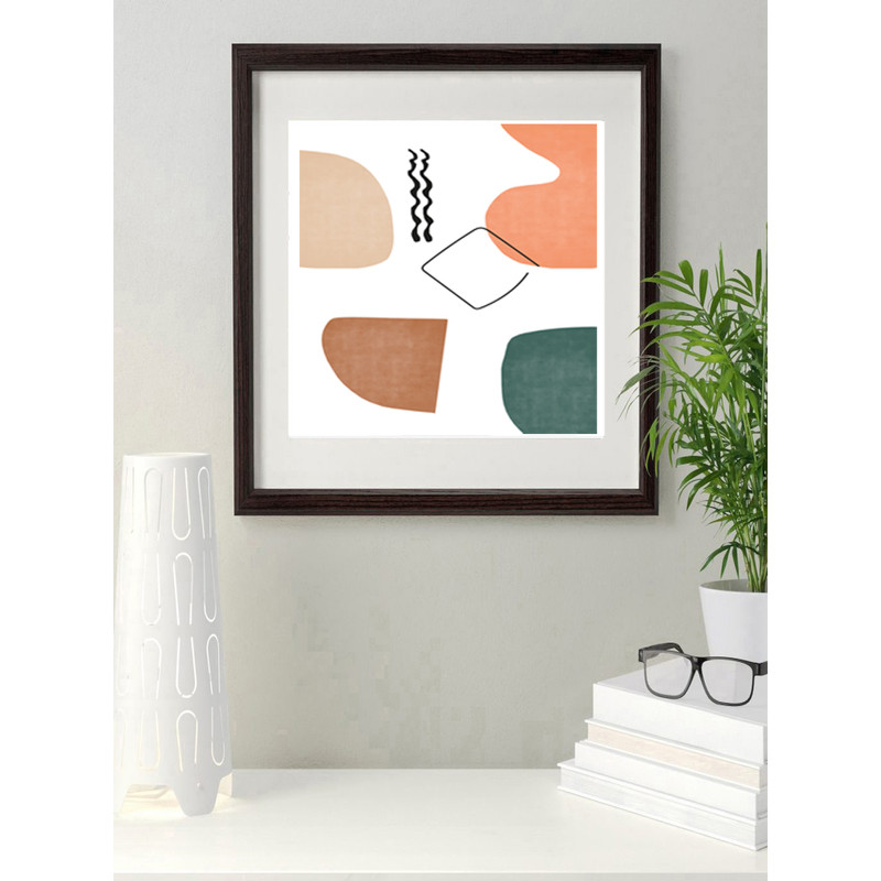 4 abstract posters in green and beige tones