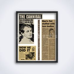 Jeffrey Dahmer newspapers clippings scrapbook true crime printable art print poster Digital Download