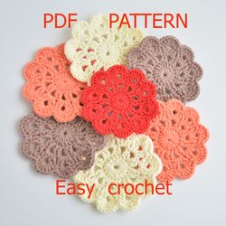 crochet coasters pattern, beginner crochet tutorial, small crochet doily pdf, lace coaster,easy pattern