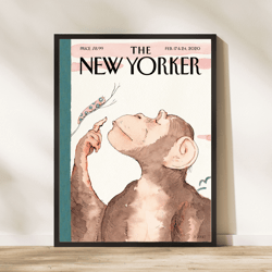 the new yorker magazine cover print february 17 and 24 2020, the new yorker poster, magazine cover, aesthetic room decor