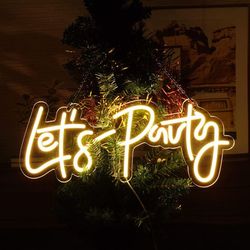 Lets Party Neon Sign for Party, Birthday Party, Wedding, Neon Signs Let's Party Large Size 23X10 inches