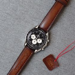 Watch strap for Omega, brown genuine leather, watchband, handmade, watchstraps for Omega Speedmaster