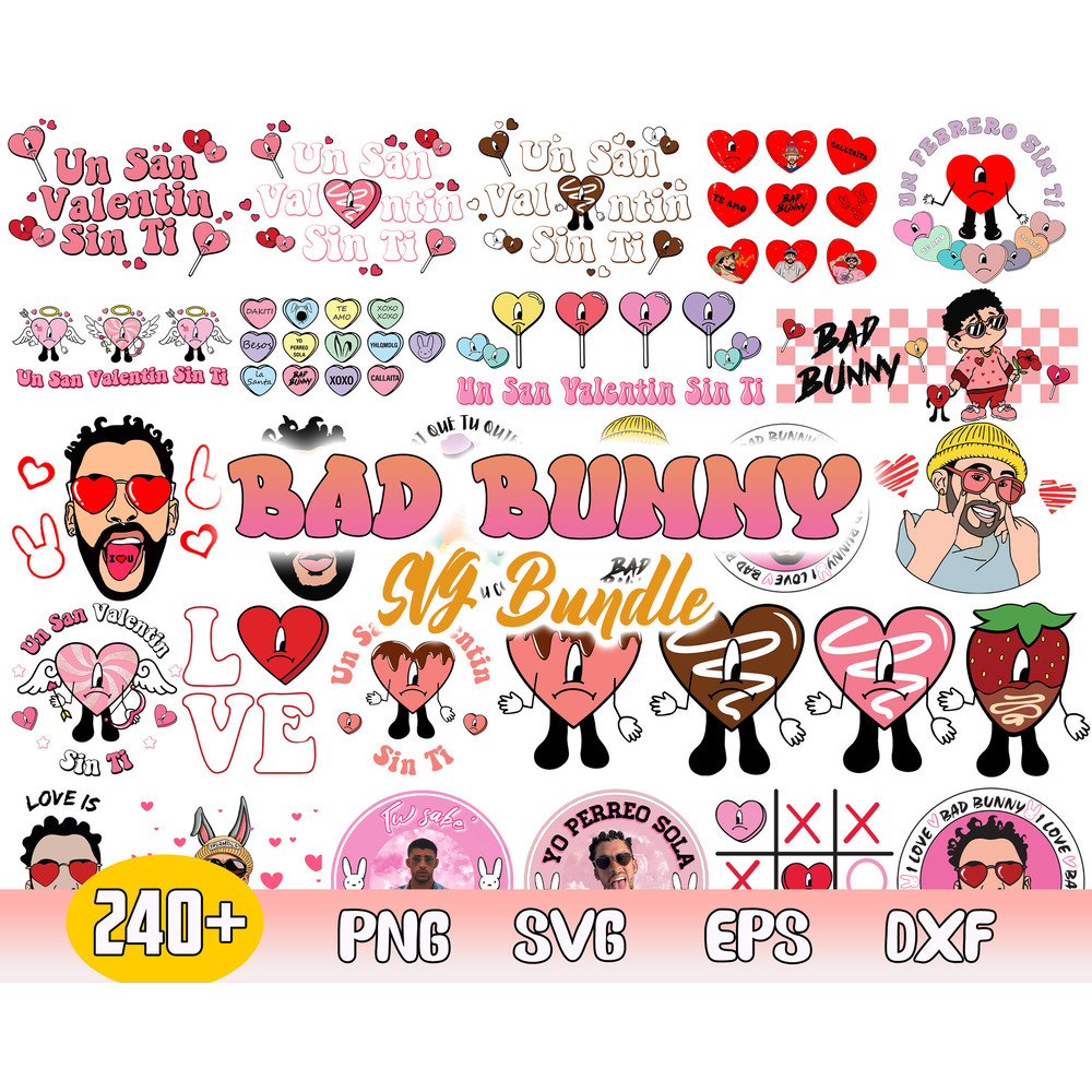 Benito Valentine Bundle Svg, Valentine Bad Bunny Svg, Bunny Heart Svg, Png Dxf Eps Digital File.jpg